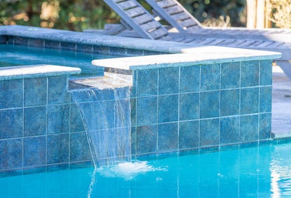 pool waterfall feature of new home